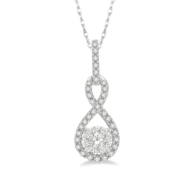 Women’s chunky chain necklace-14 Karat White Gold 1/4 Carat Lovebright Diamond Pendant