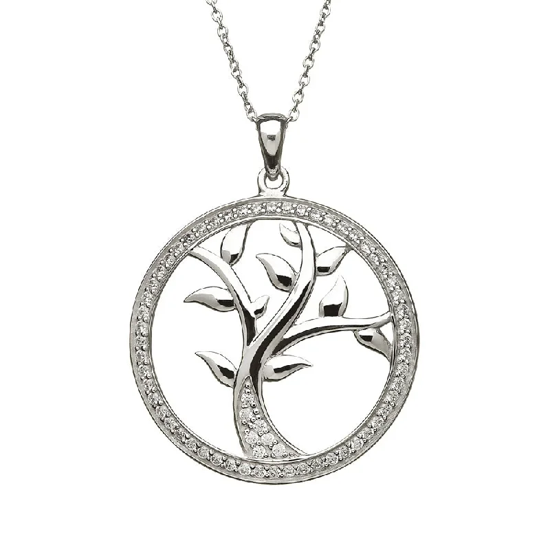 Women’s gemstone necklace-Sterling Silver Tree of Life Pendant with Chain - ANU1107