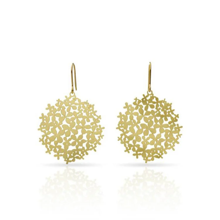 Women’s large earrings-RAS Little Hydrangeas Gold Earrings