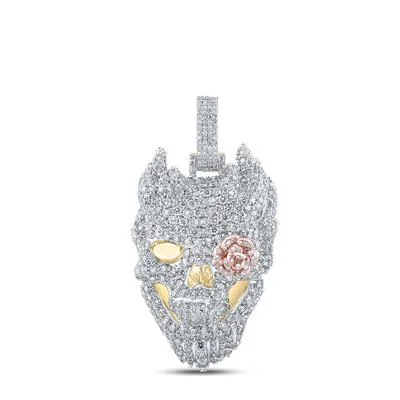 Women’s boho necklace-6 1/2CTW-DIAMOND SKELETON FACE MENS PENDANT