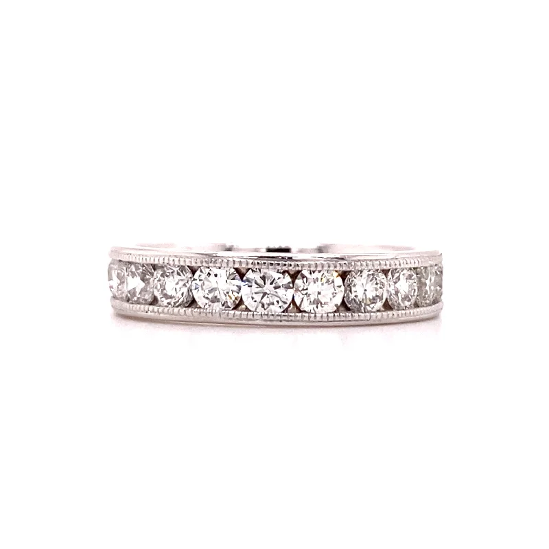 Women’s custom-designed engagement ring-Estate Channel Set Diamond Band in White Gold