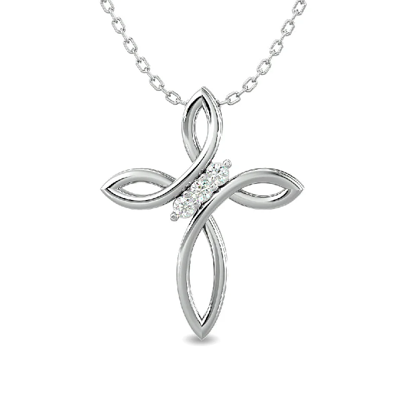 Women’s layered necklace-Diamond 1/20 ct tw Cross Pendant in Sterling Silver