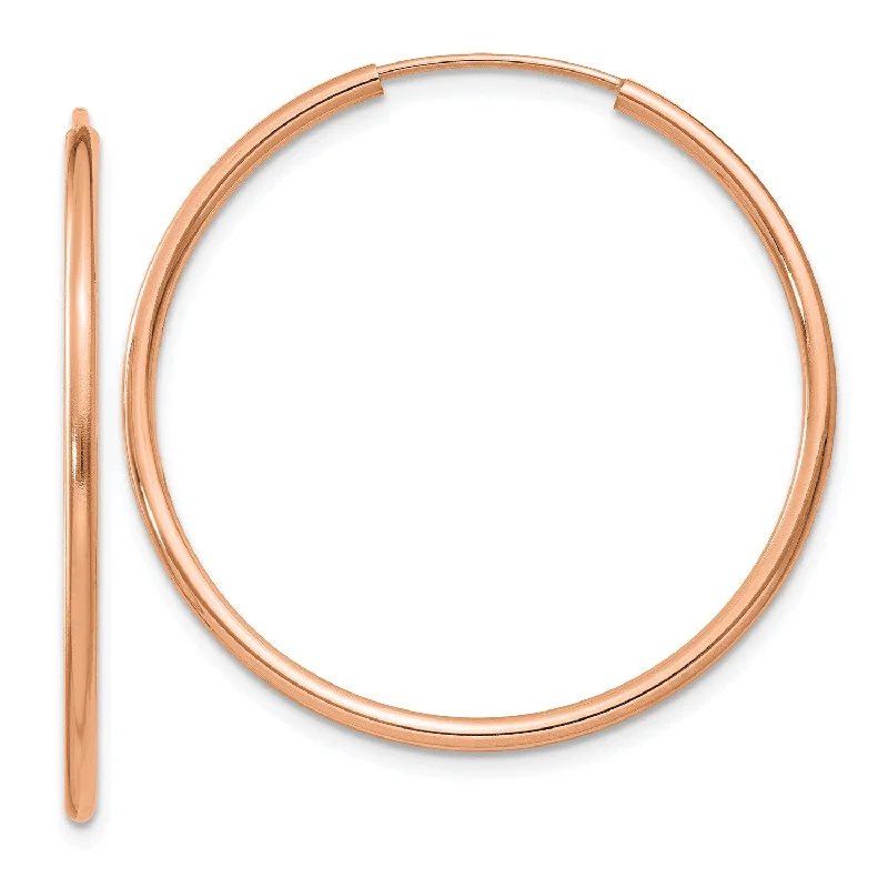 Women’s classic gold earrings-14KT Rose Gold 33X1.5MM Hoop Earrings