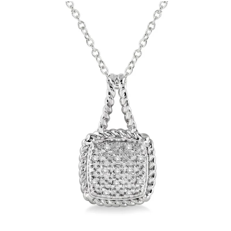 Women’s chic necklace-1/20 Ctw Single Cut Diamond Pendant in Sterling Silver with Chain