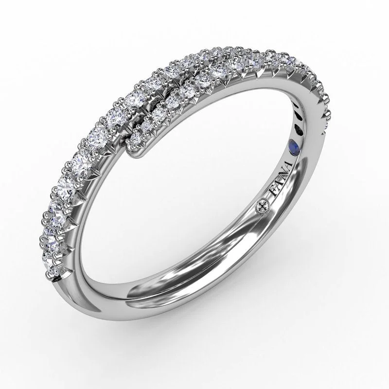 Women’s sapphire engagement ring with diamonds-Tapered Bypass Diamond Band W7264