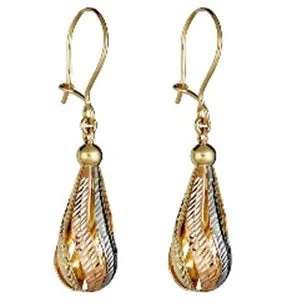 Women’s sterling silver hoop earrings-14KT Gold Tri-Color Drop & Dangle Earrings