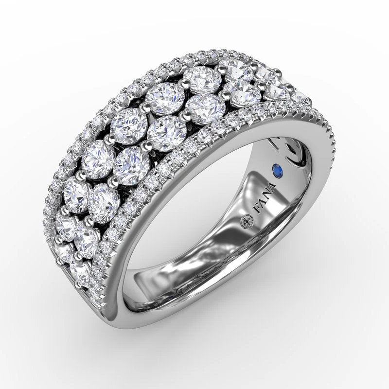 Women’s timeless solitaire engagement ring-Four-Row Diamond Band R2025