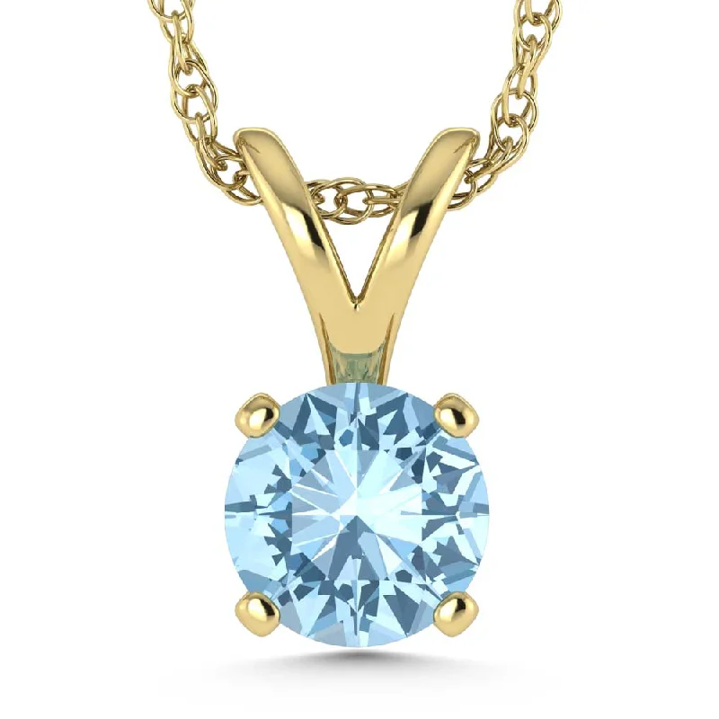 Women’s boho necklace-14K Yellow Gold Lab Grown Blue Diamond 1 Ct.Tw. Solitaire Pendant