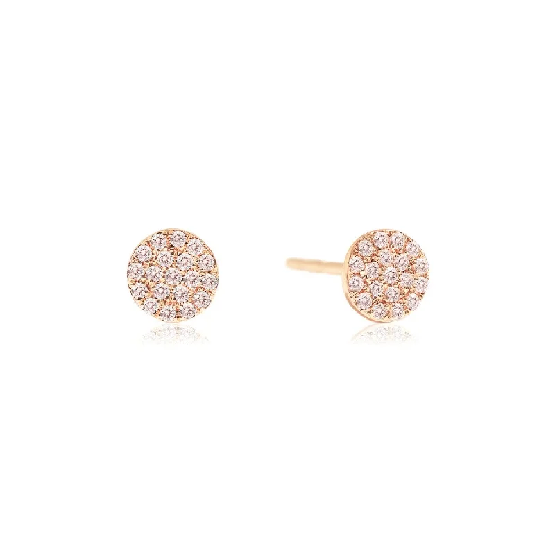 Women’s minimalist engagement ring-Diamond Disc Studs