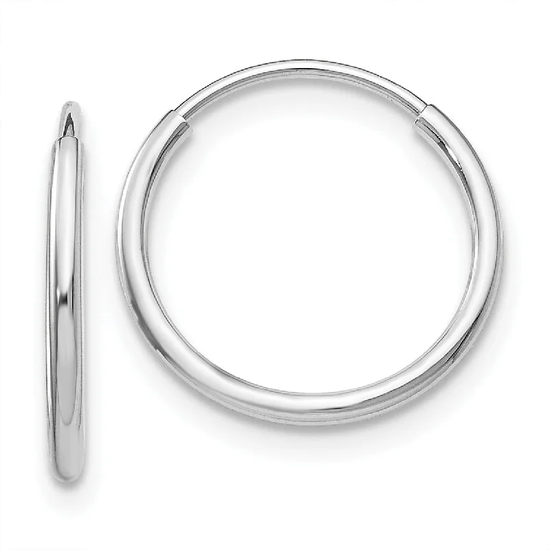 Women’s sterling silver hoop earrings-10KT White Gold 15X1.2MM Endless Hoop Earrings