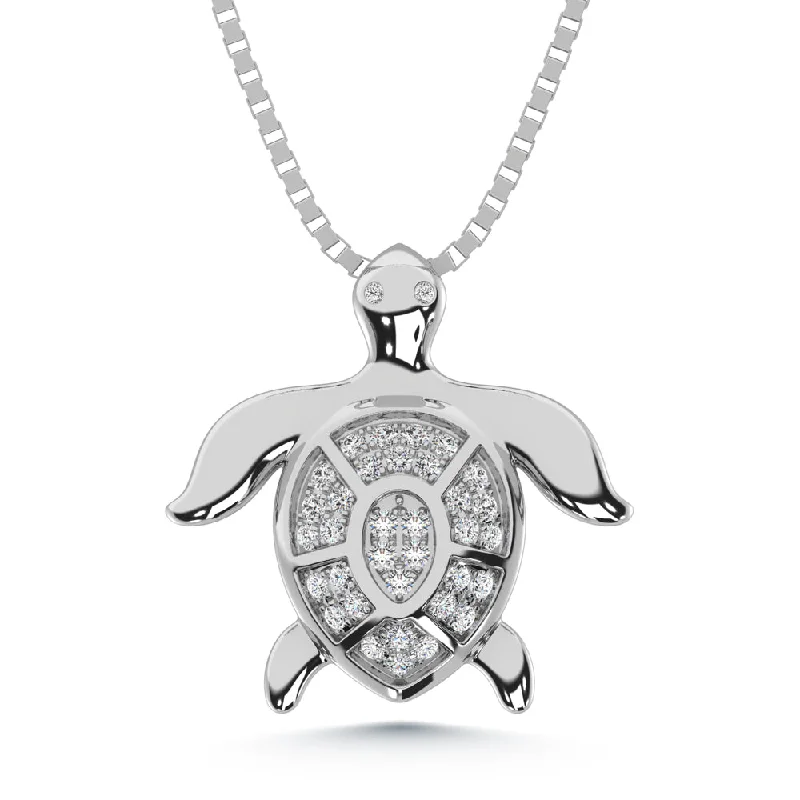 Women’s statement pendant necklace-14K White Gold Diamond 1/4 Ct.Tw. Turtle Pendant