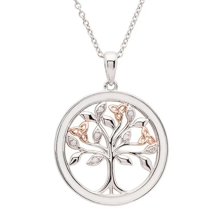 Women’s personalized necklace-Sterling Silver Enamel Tree of Life Pendant with Chain SP2336