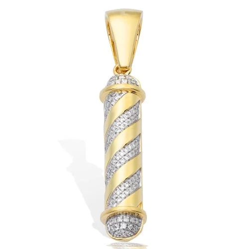 Women’s bold necklace-10K 1.00CTW DIAMOND BARBER POLE PENDANT