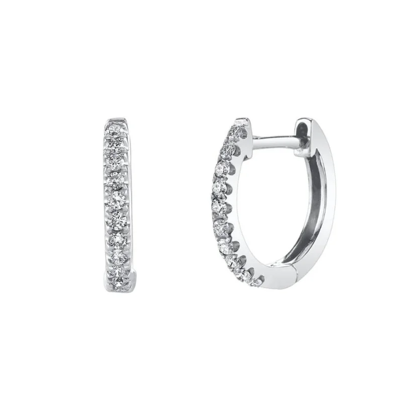 Women’s moonstone earrings-Petite Everyday Diamond Huggies