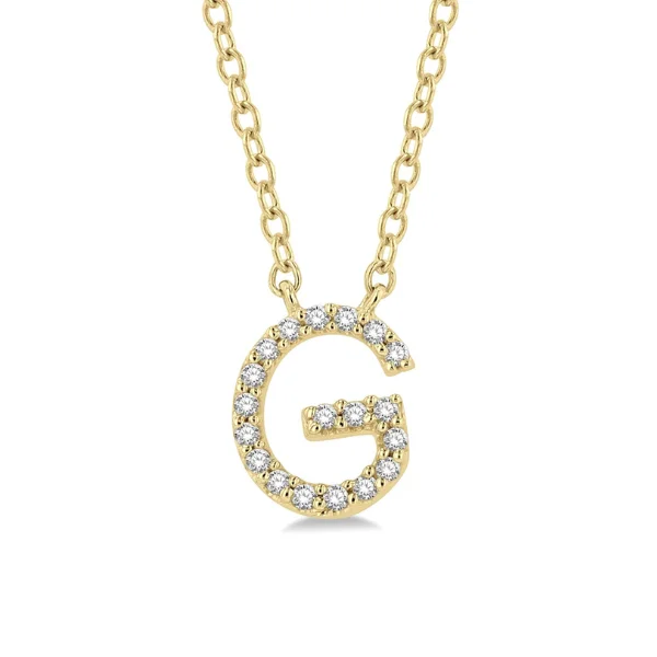 Women’s chunky necklace-1/20 ctw Initial 'G' Round Cut Diamond Pendant With Chain in 10K Yellow Gold