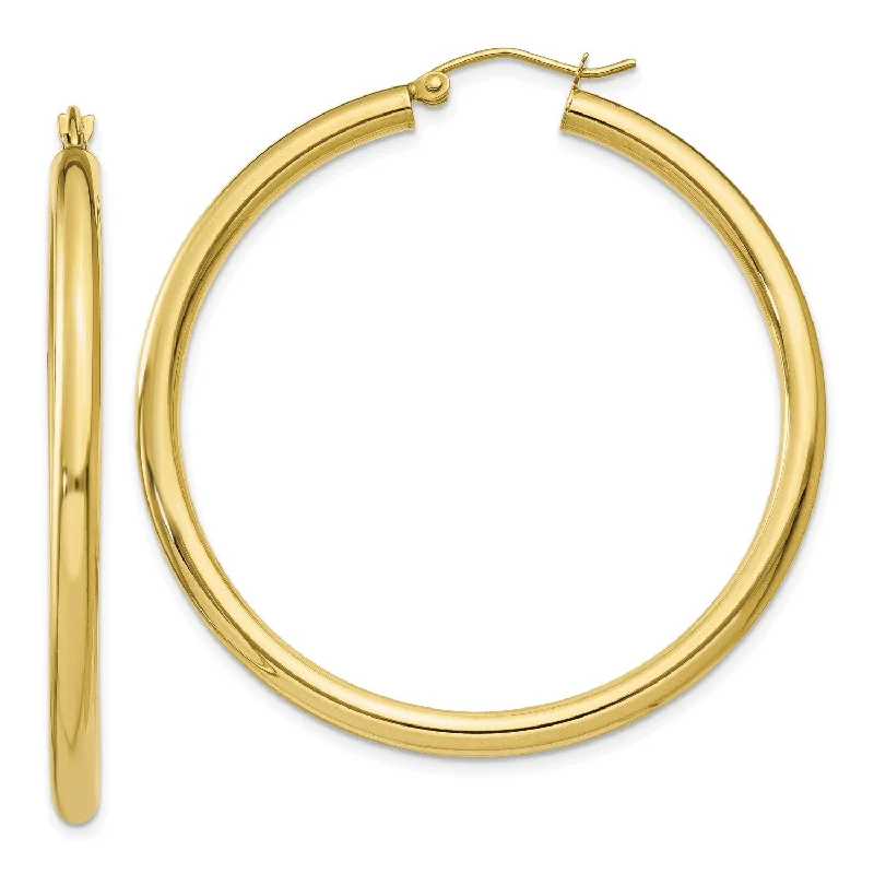 Women’s playful earrings-10KT Yellow Gold 40X3MM Hoop Earrings