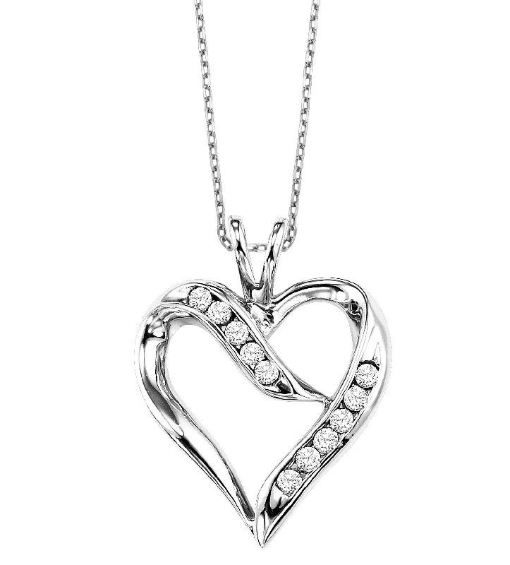 Women’s classic necklace-Heart Shaped Sterling Silver 0.02ctw Diamond Pendant