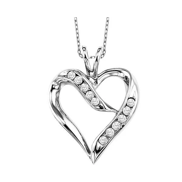 Women’s delicate chain necklace-Sterling Silver Diamond Heart Pendant