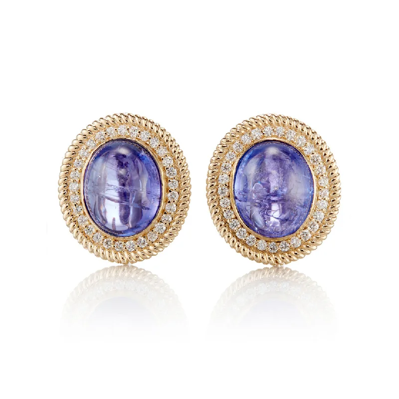 Women’s delicate earrings-Tanzanite & Diamond Corrugated Earrings