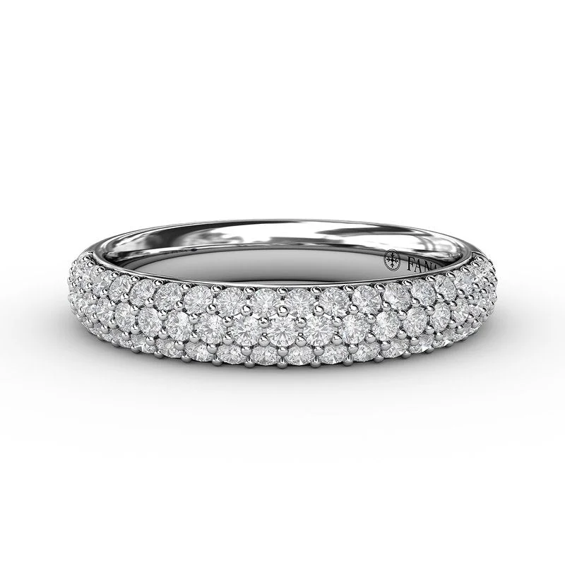 Women’s engagement ring with matching band-Domed Diamond Pave Band W7243