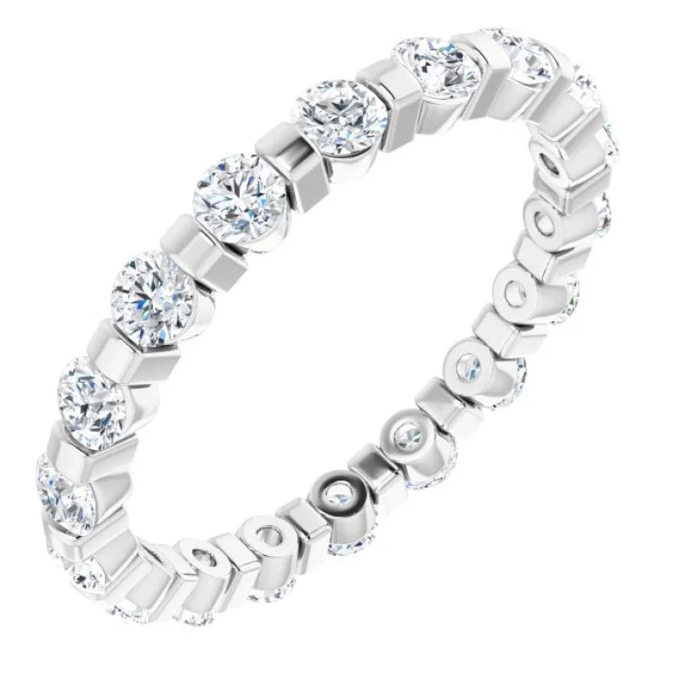 Women’s diamond-encrusted engagement ring-Platinum 1 CTW Diamond Eternity Band