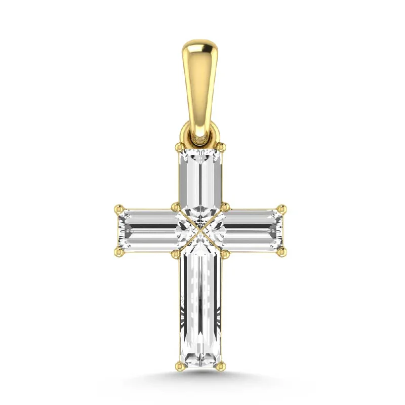 Women’s adjustable necklace-14K Yellow Gold  1/3 Ct.Tw. Lab Grown Diamond Cross Pendant