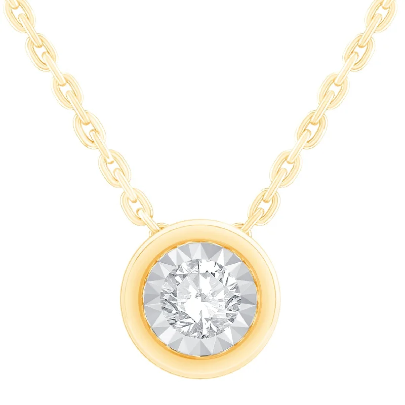 Women’s anniversary pendant necklace-10K Yellow Gold Diamond Pendant