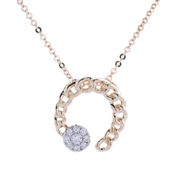 Women’s chain necklace-14 Karat Yellow Gold 1/6 Carat Sophia by Design Link Diamond Circle Pendant