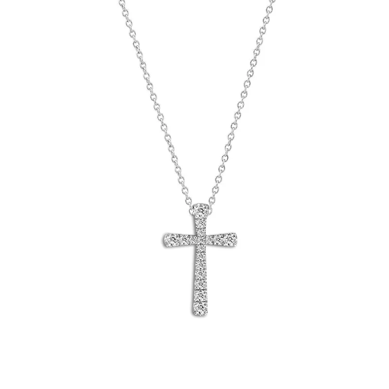 Women’s ruby necklace-Classic Diamond Cross Pendant, 14 Karat White Gold