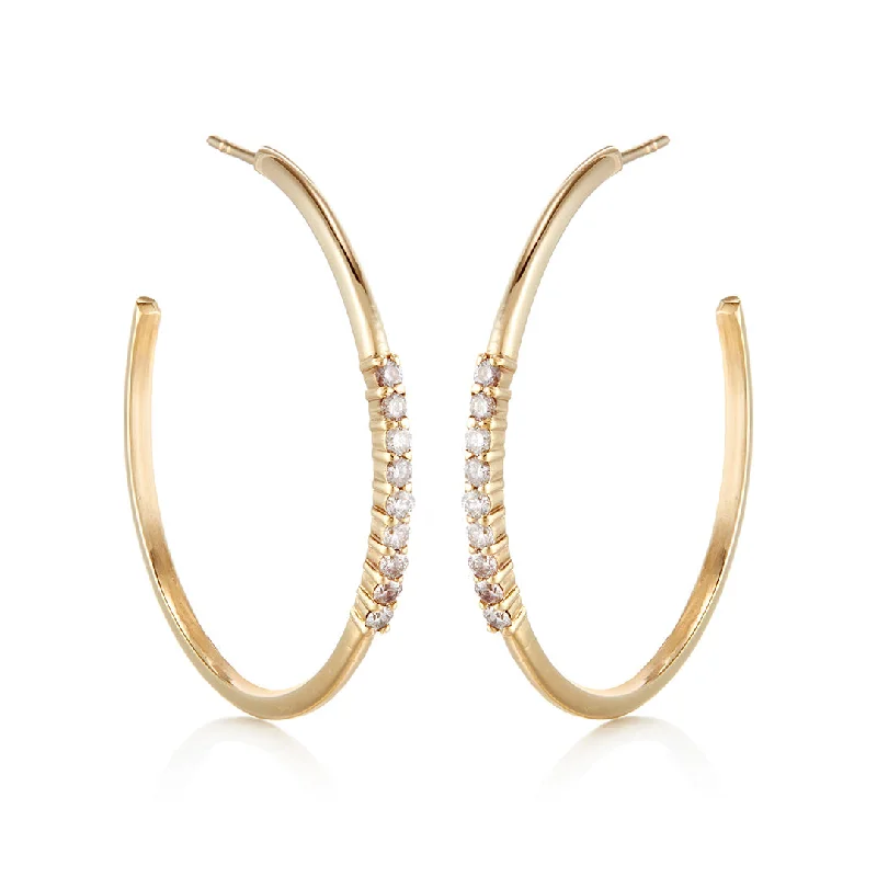 Women’s designer earrings-Diamond Tennis Hoop Earrings