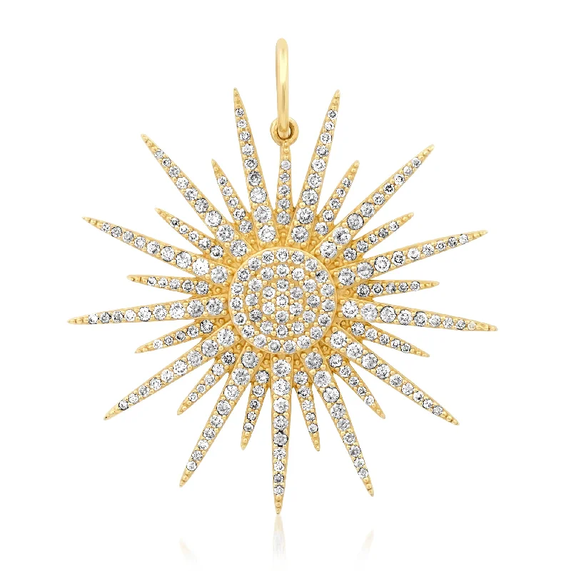 Women’s layered necklace-LUMINOUS STAR DIAMOND PENDANT, 14kt GOLD