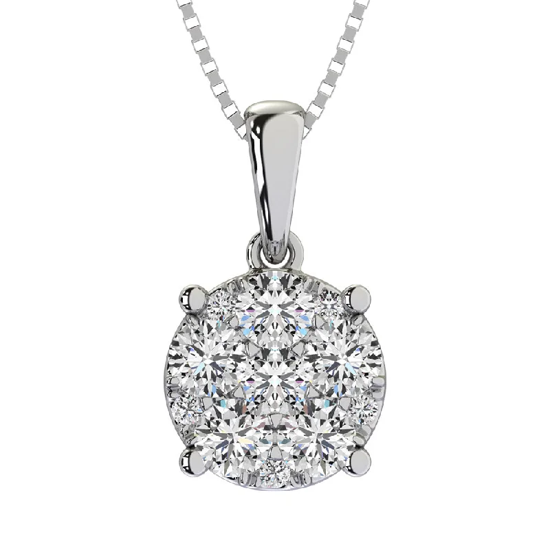 Women’s simple gold necklace-Diamond 1/2 Ct.Tw. Flower Pendant