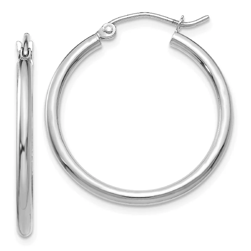 Women’s gemstone earrings-14KT White Gold 25X2MM Hoop Earrings