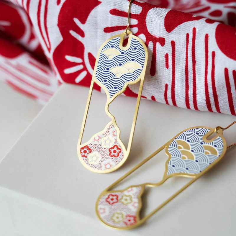 Women’s statement earrings-Kintsugi Oval Earrings