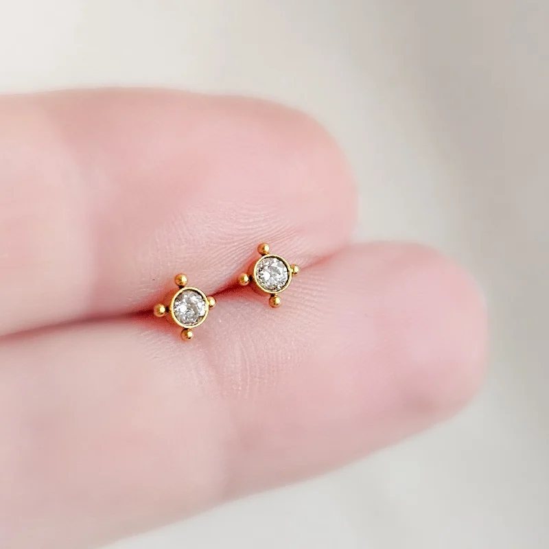 Women’s vintage rose gold engagement ring-Super Comfy Diamond CZ Nap Studs