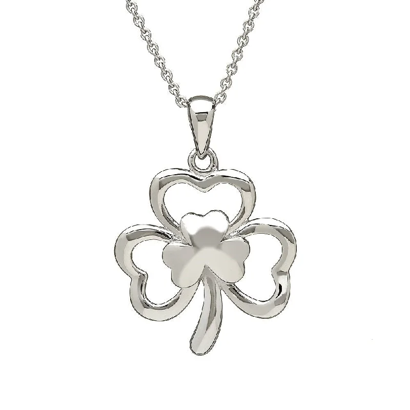 Women’s art nouveau necklace-Sterling Silver Shamrock Pendant with Chain - ANU1094