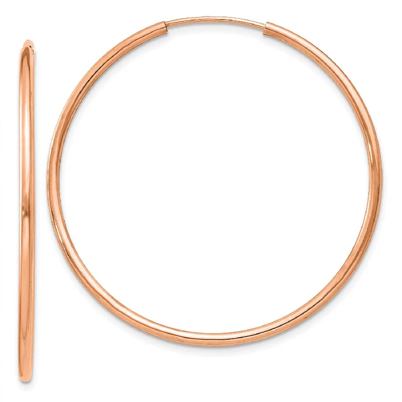 Women’s stackable earrings-14KT Rose Gold 38X1.5MM Endless Hoop Earrings