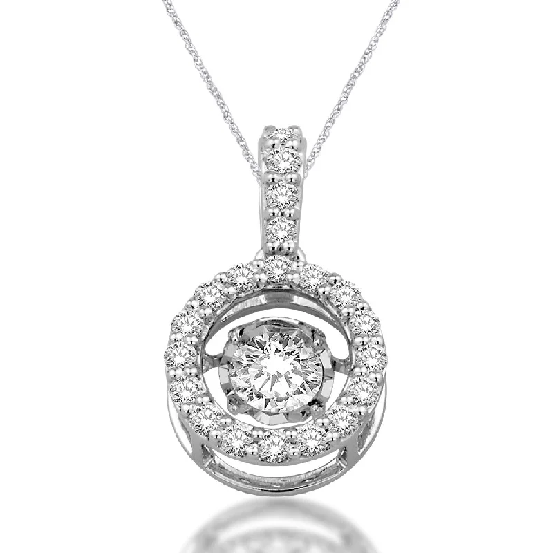 Women’s romantic necklace-14K White Gold 1/2 Ct.Tw. Moving Diamond Pendant