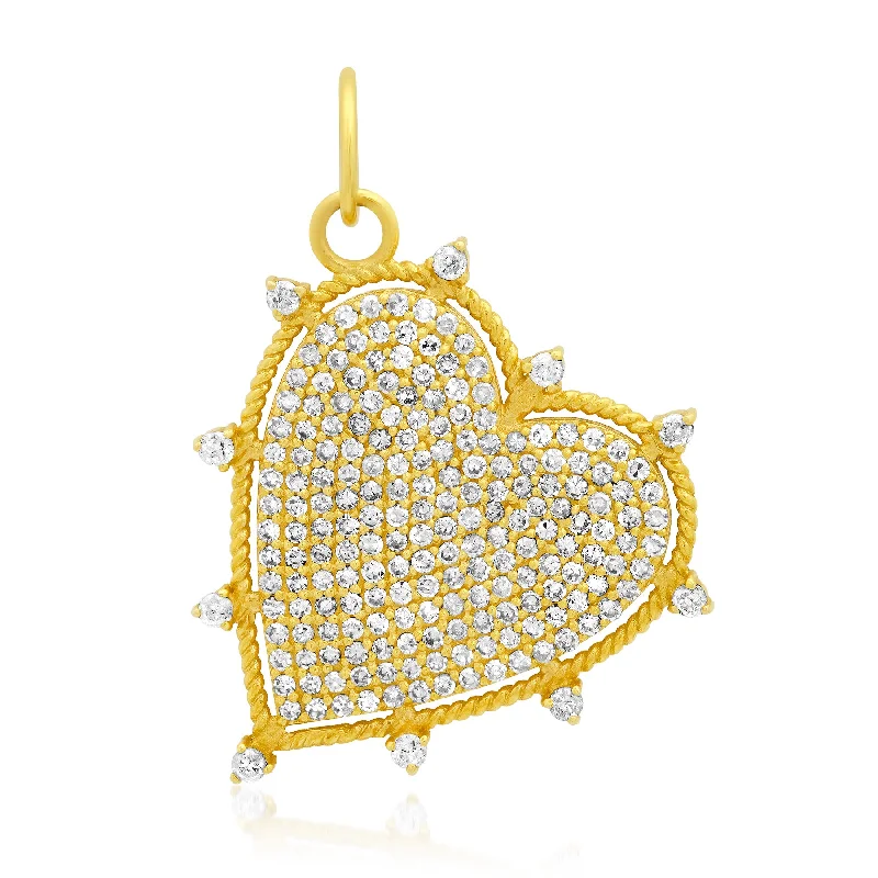 Women’s multi-layered necklace-Huge Heart Diamond Pendant 14kt Gold