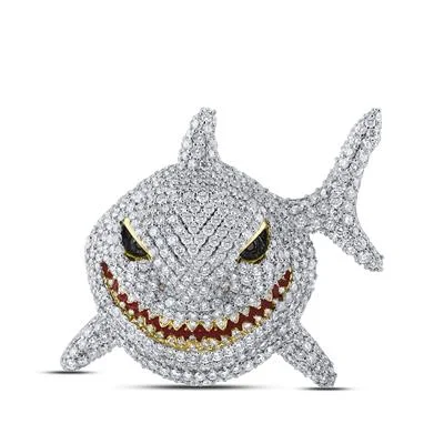 Women’s long necklace-9 1/3CTW DIAMOND SHARK MENS PENDANT