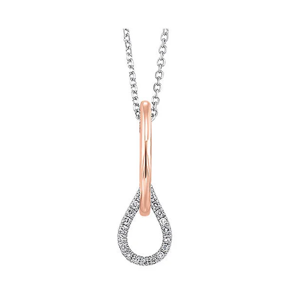 Women’s luxurious necklace-14K White Gold And Rose Gold Diamond Pendant