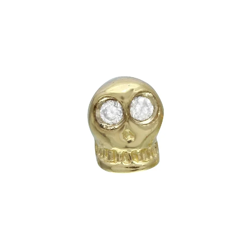 Women’s intricate engagement ring design-Tiny Skull Stud with Diamond Eyes