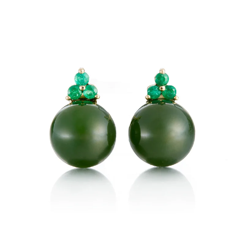 Women’s unique earrings-Madison Earrings in Green Nephrite Jade & Emeralds