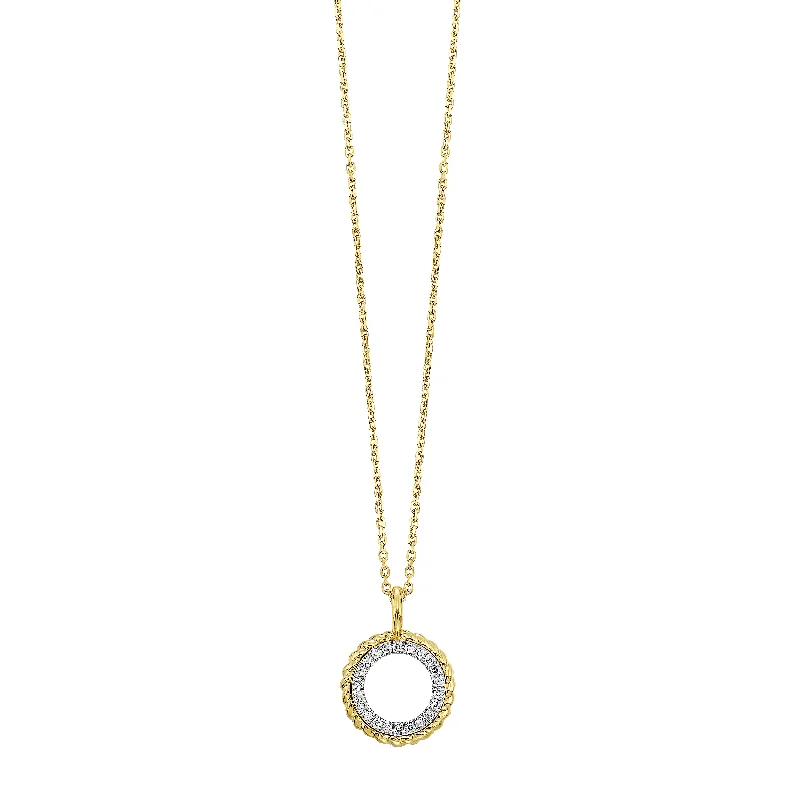 Women’s pearl pendant necklace-1/20 Ctw Diamond Circle Pendant in 14 Karat Yellow Gold