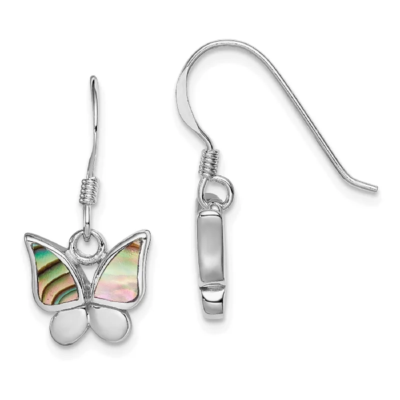 Women’s dangling earrings-Sterling Silver 22X12MM Drop & Dangle Butterfly Earrings