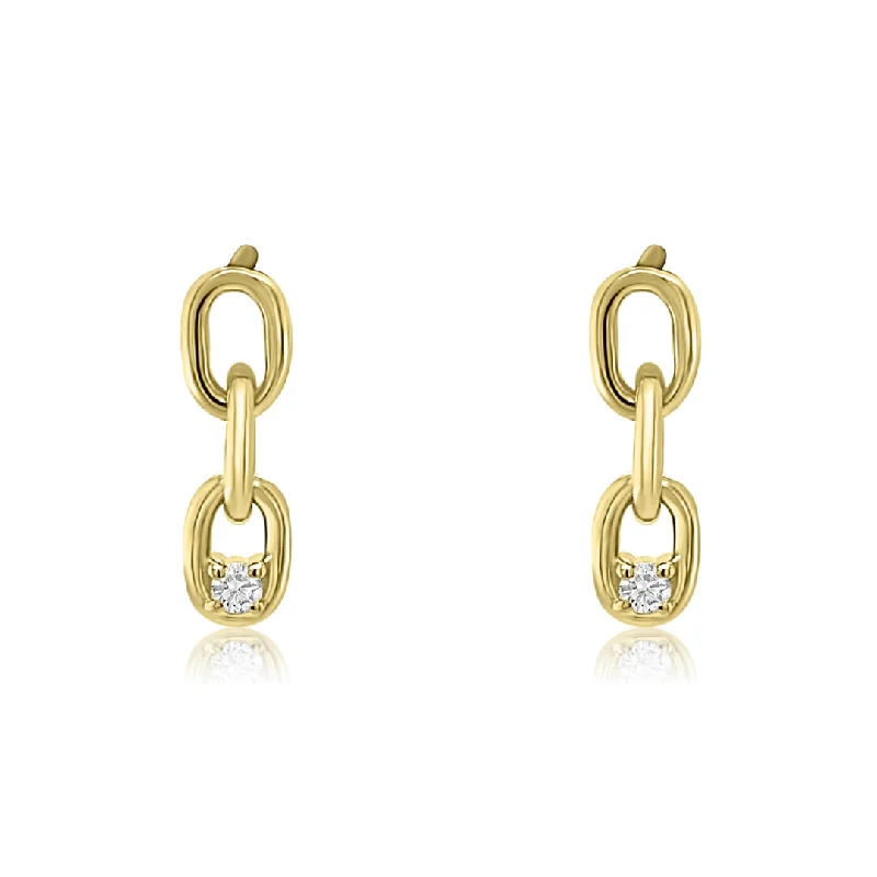 Women’s statement earrings-Diamond and Triple Link Studs