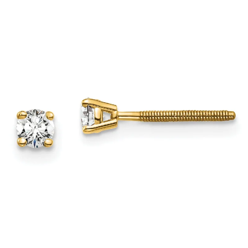 Women’s fashion earrings-EcoLove 1/5 CTW Round GHI or IGI or GSI Certified Lab Grown Diamond Stud Screwback Earrings in 14KT Yellow Gold