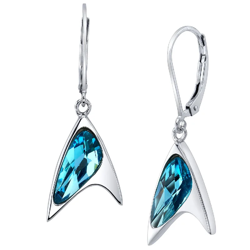 Women’s long earrings-Star Trek X RockLove Blue Crystal Delta Earrings