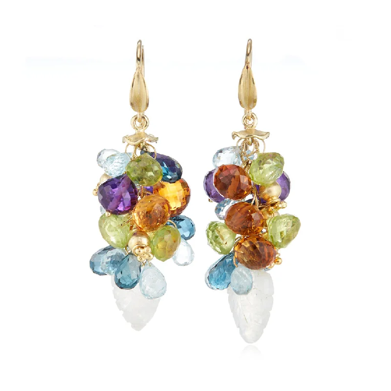 Women’s hoop earrings-Multi-Color Gemstone Briolette Earrings