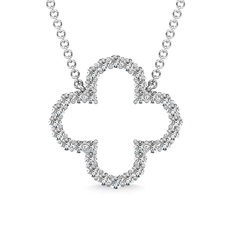 Women’s sparkling diamond necklace-Diamond 1/3 Ct.Tw. Clover Pendant in 10K White Gold